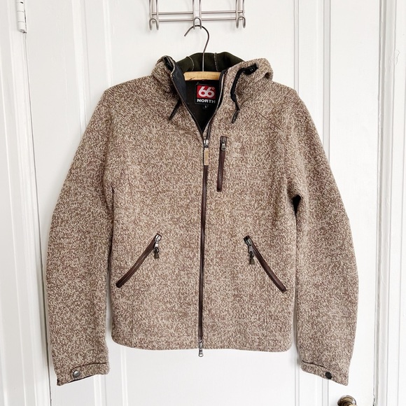 66 NORTH • Vindur Fleece Lined Hooded Wool Jacket zip front - Picture 1 of 11